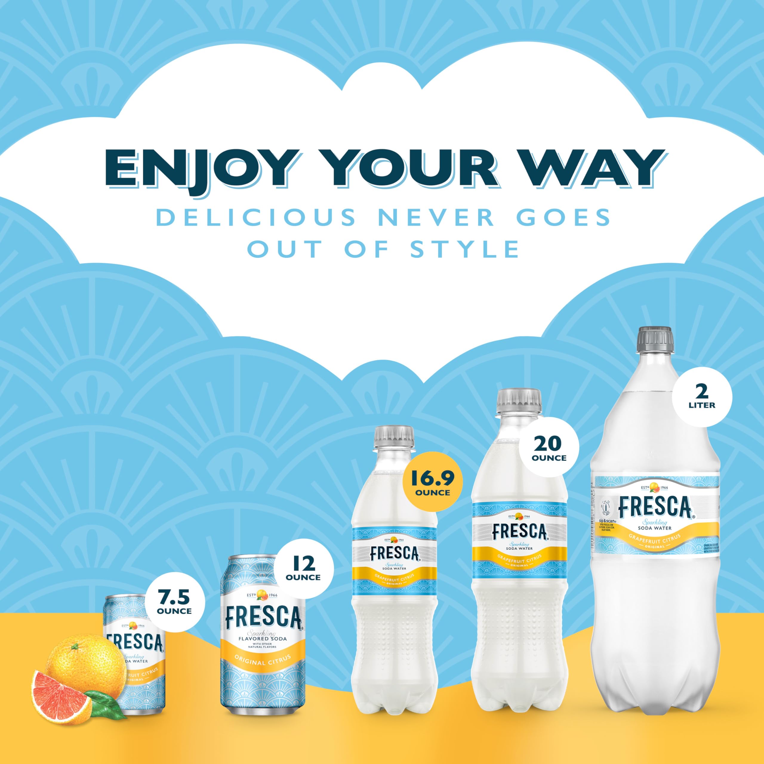 Fresca being poured into a tall glass with grapefruit slices highlights versatility