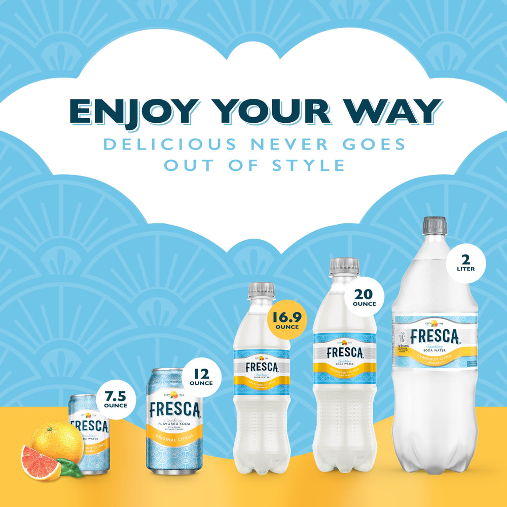 Fresca being poured into a tall glass with grapefruit slices highlights versatility