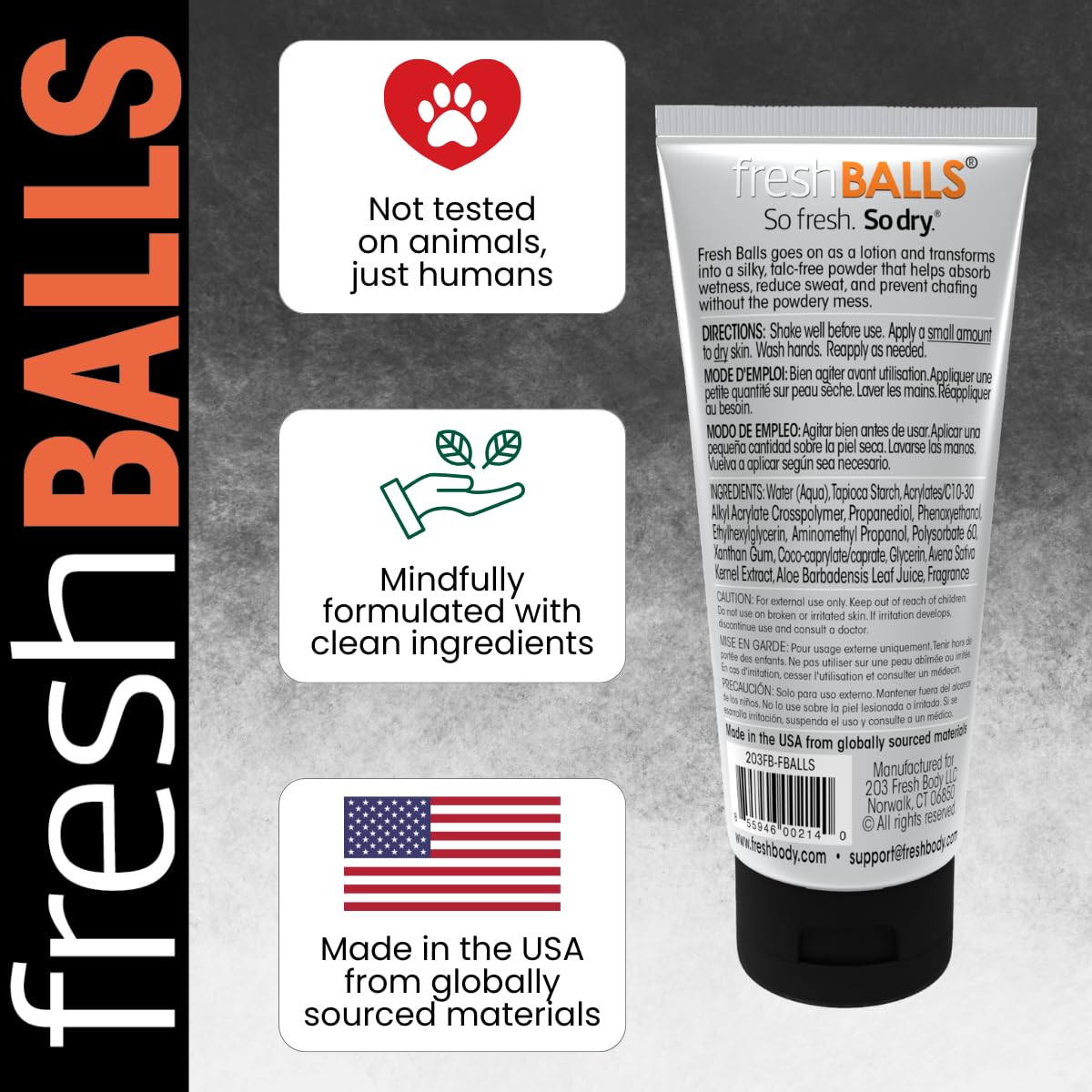 Fresh Body FB cruelty-free, USA-made formula for responsible grooming.