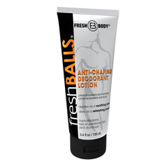 Fresh Body FB Fresh Balls Lotion application shows anti-friction comfort.