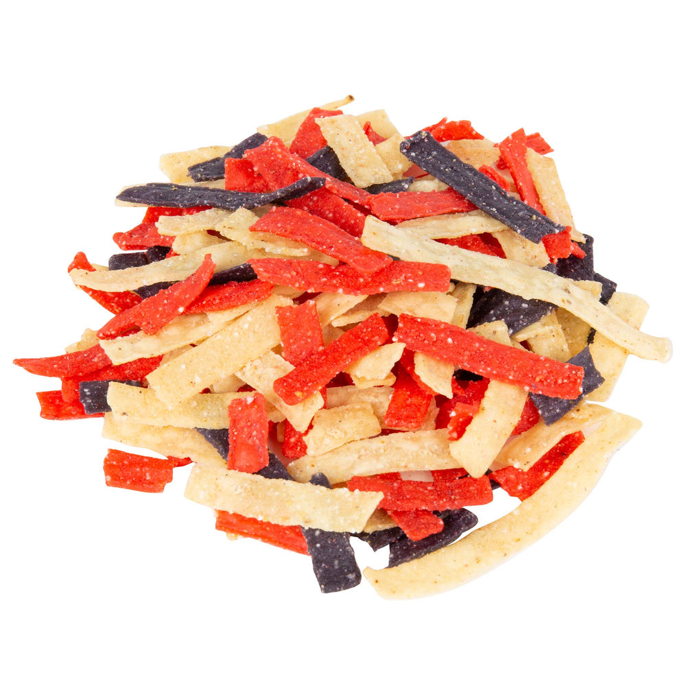 Fresh Gourmet Tri-Color Tortilla Strips as burger topping boosts texture