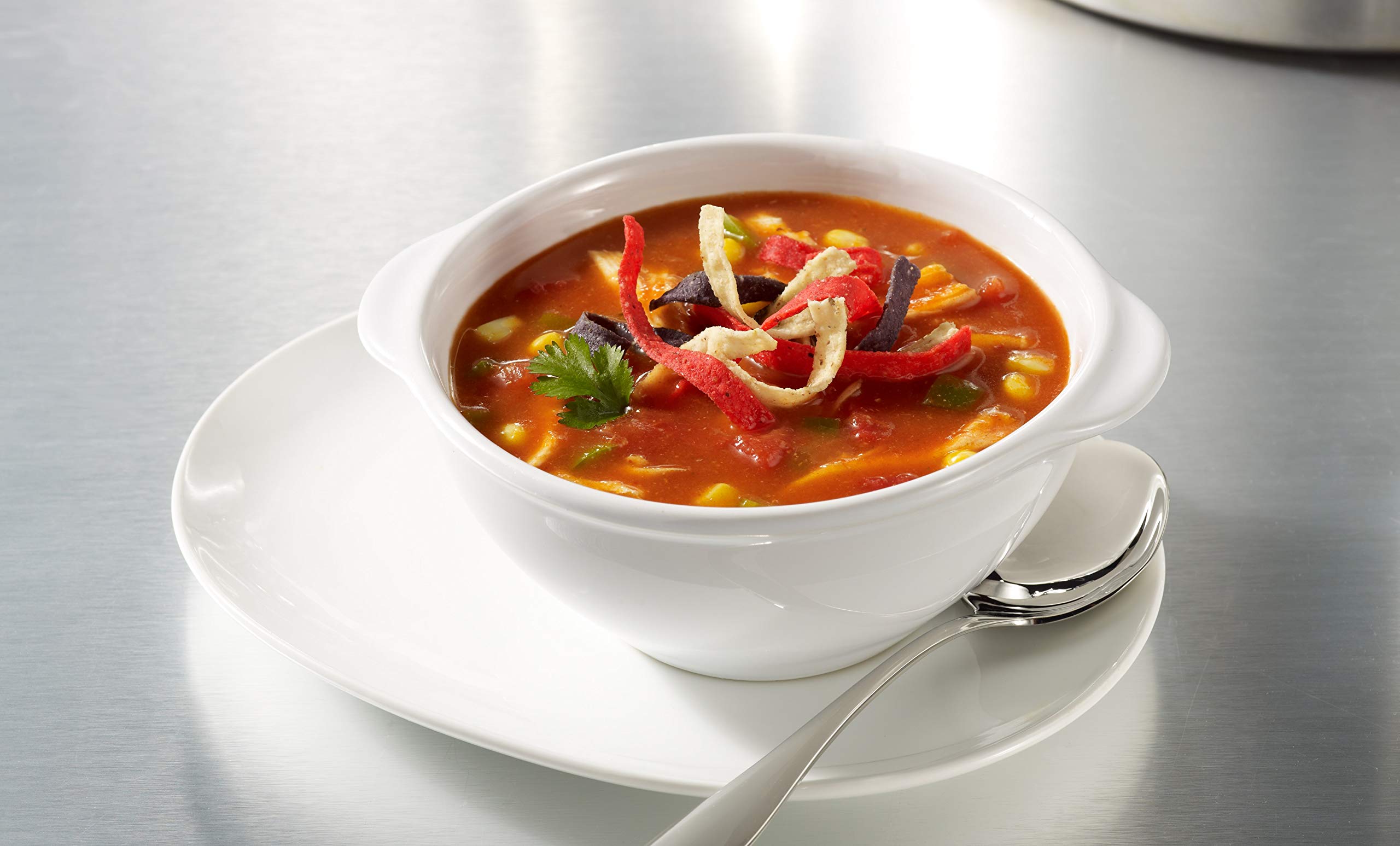 Fresh Gourmet Tri-Color Tortilla Strips in soup deliver crisp bite