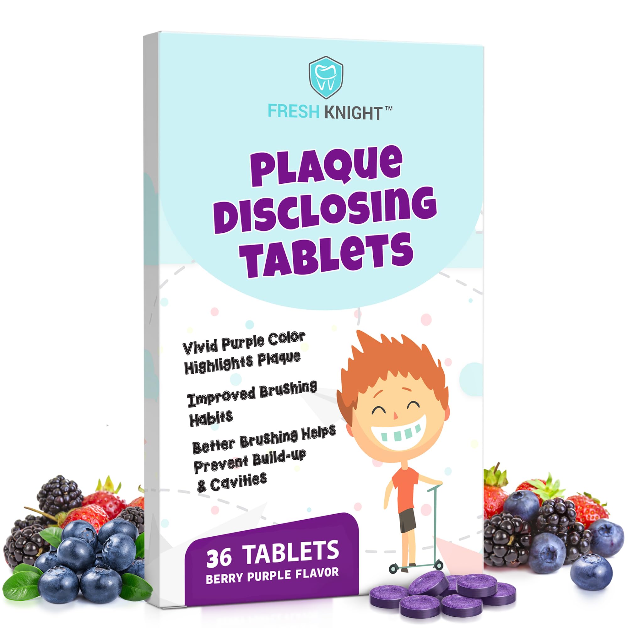 Fresh Knight plaque tablets packaging for family dental routines