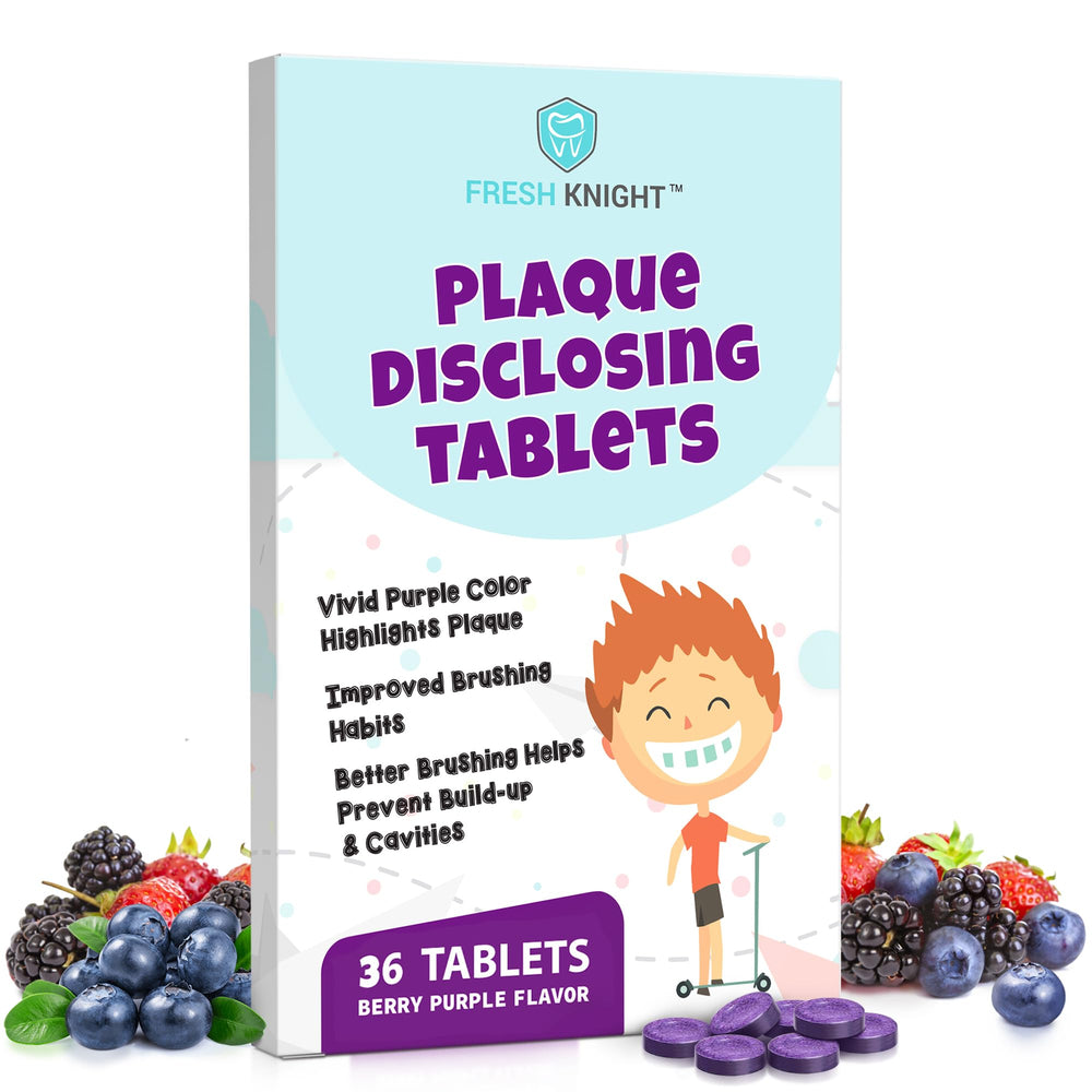 Fresh Knight plaque tablets packaging for family dental routines