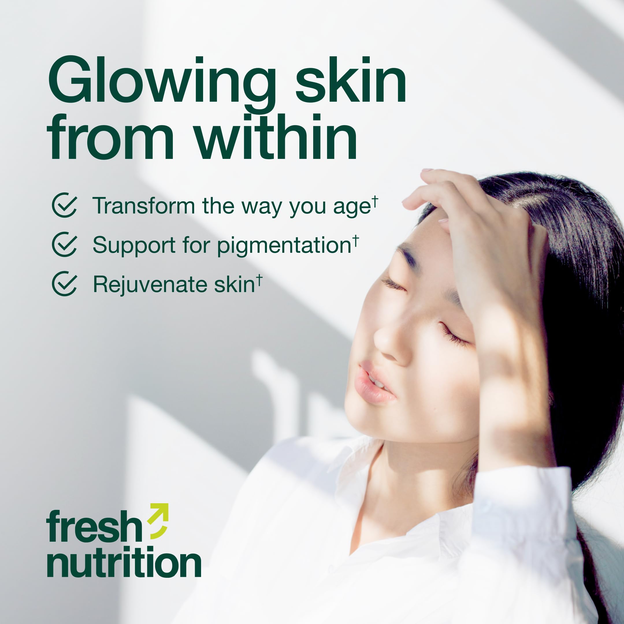 Fresh Nutrition glutathione bottle on a clean background highlighting pure ingredients.