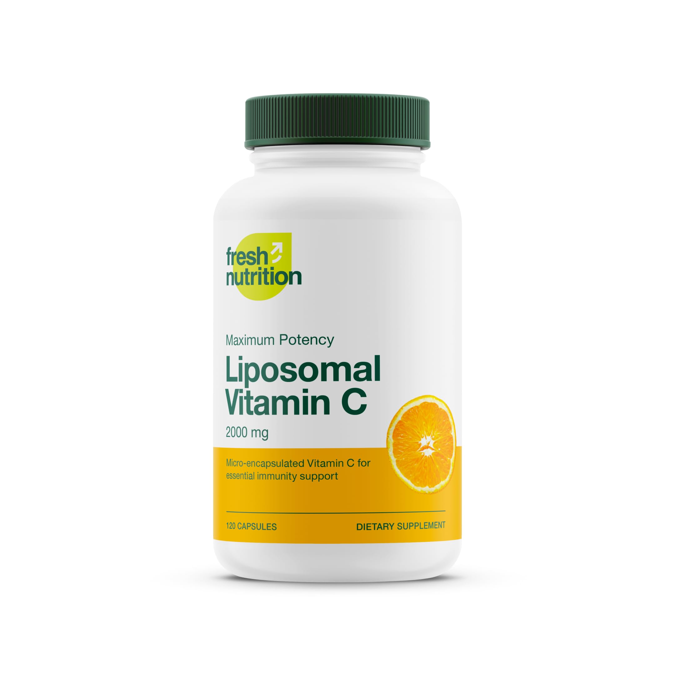 Fresh Nutrition Liposomal Vitamin C bottle shows 2000 mg formulation for daily use
