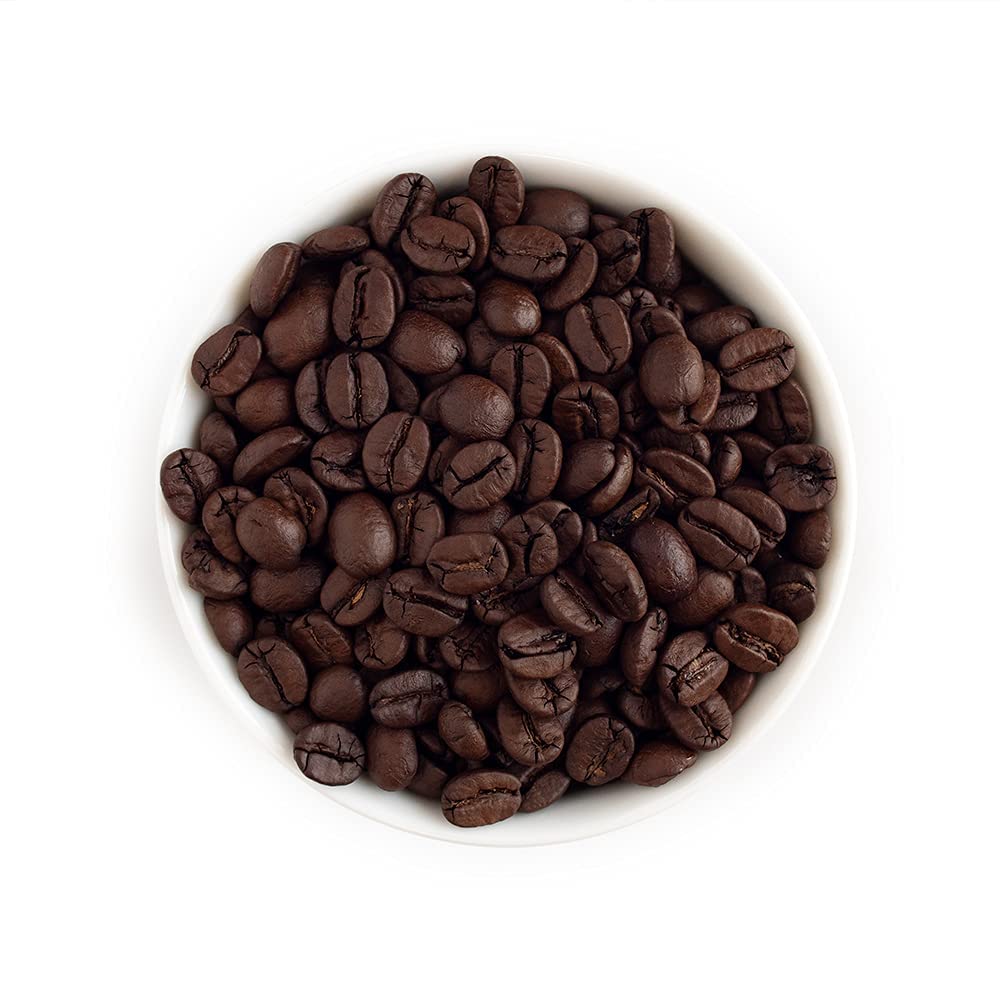 Fresh Roasted Coffee Dark Brazil beans close-up showing rich color ideal for roasting.