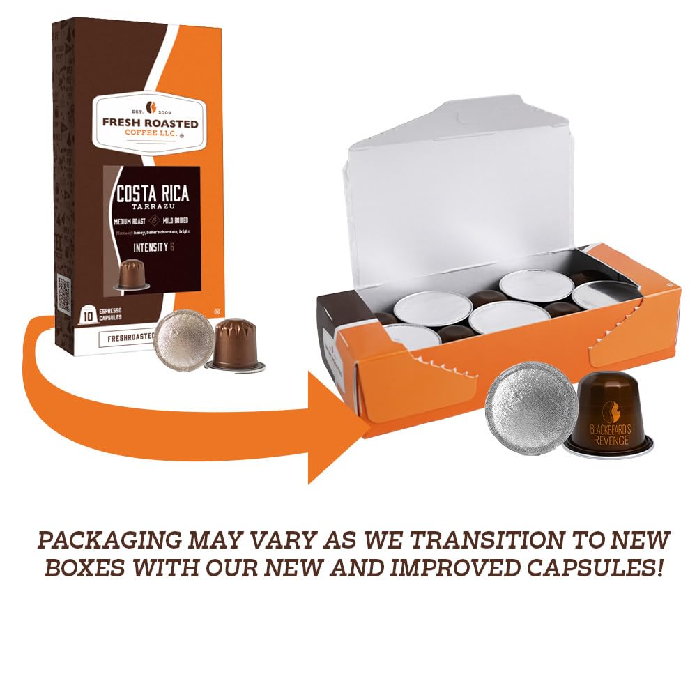 Fresh Roasted Coffee espresso pour shot highlighting thick crema and robust flavor.
