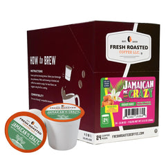 Fresh Roasted Coffee Jamaican Me Crazy pod with bold vanilla caramel aroma for a flavorful start.
