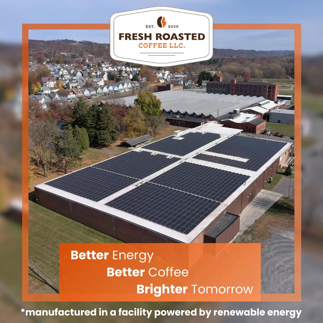 Fresh Roasted Coffee solar-powered roasting supports greener production.