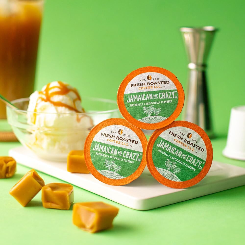 Fresh Roasted Coffee vanilla-bean-caramel-flavor pod for creamy sweetness at home.