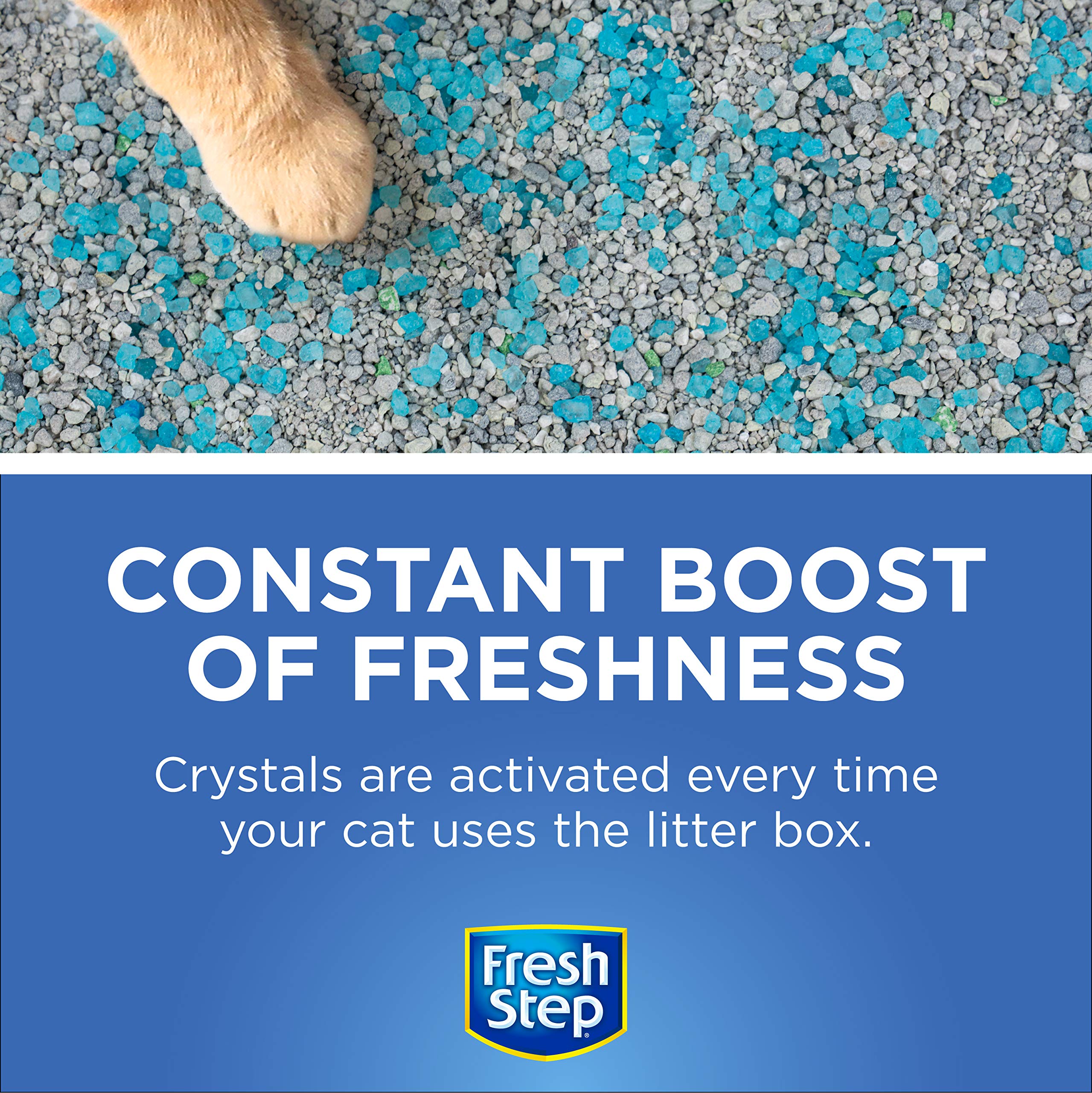 Fresh Step emballage trois-pack pratique pour la litière.