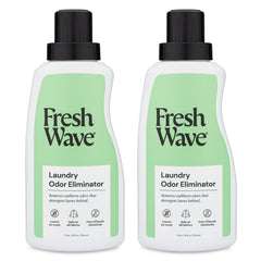 Fresh Wave Laundry Booster bottle pouring into washer to neutralize odors