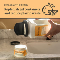 Fresh Wave Orange gel refill close-up with plant oils for natural odor control.