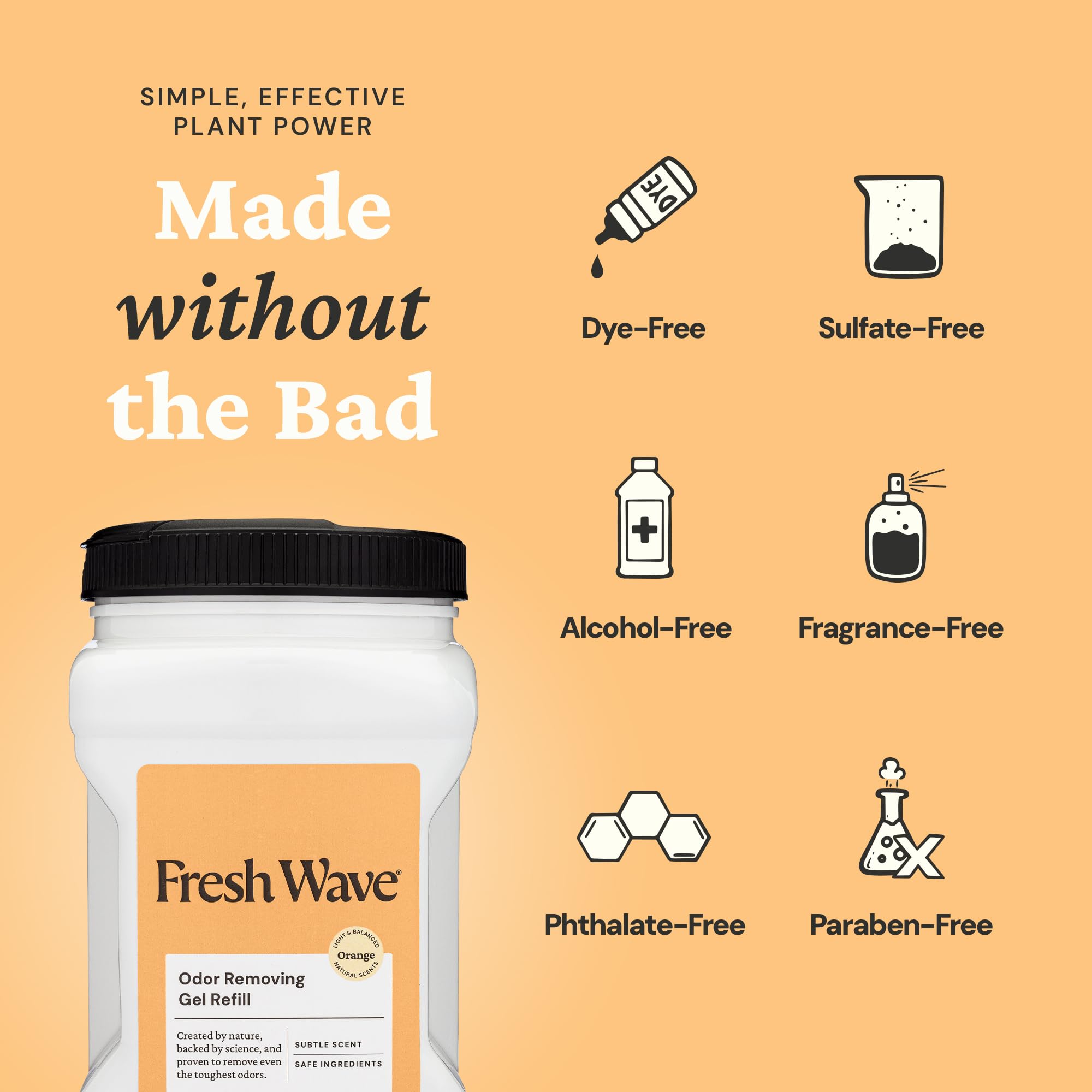 Fresh Wave Orange gel packaging and refill design for easy replacement.