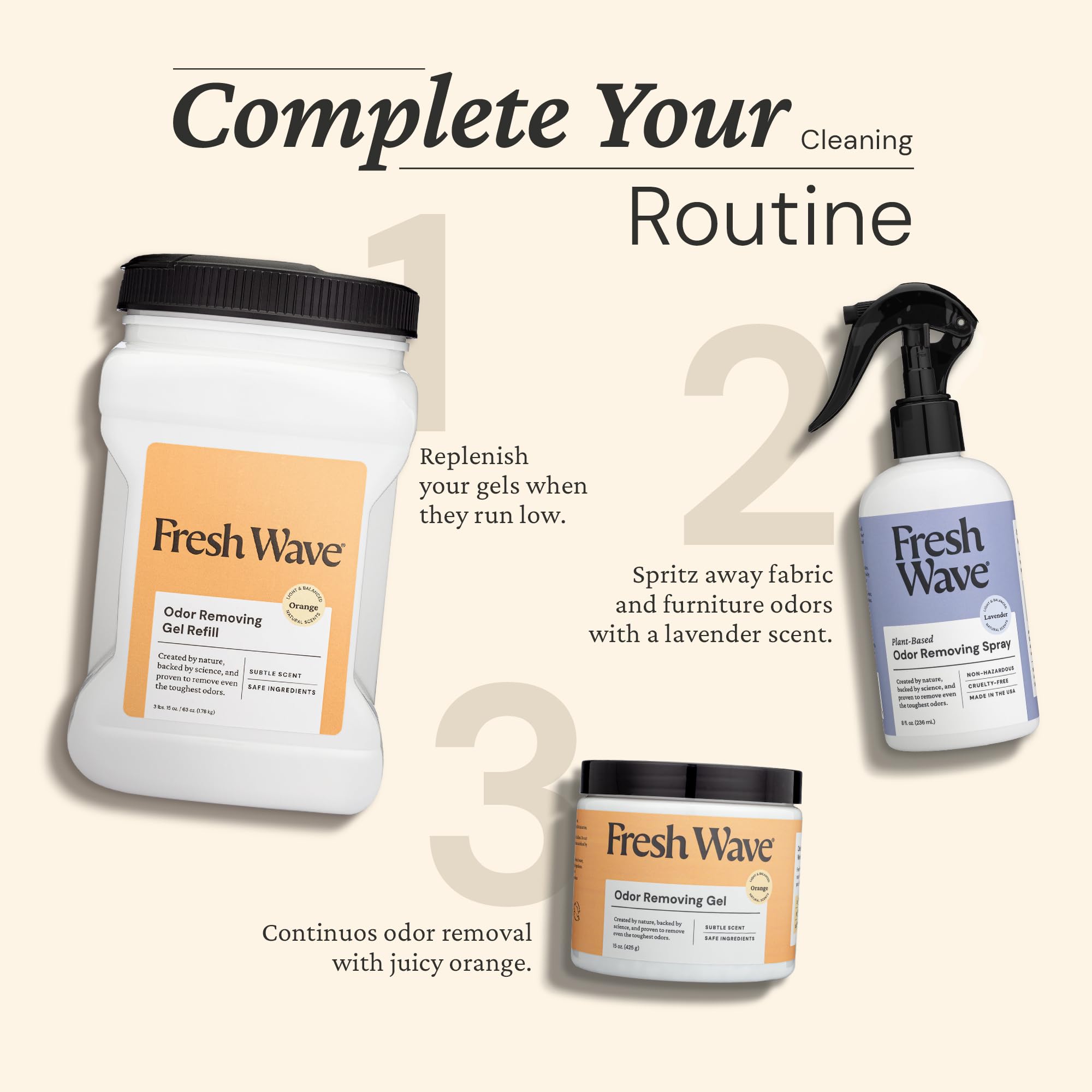 Fresh Wave Orange refill for closets and bathrooms to reduce persistent odors.