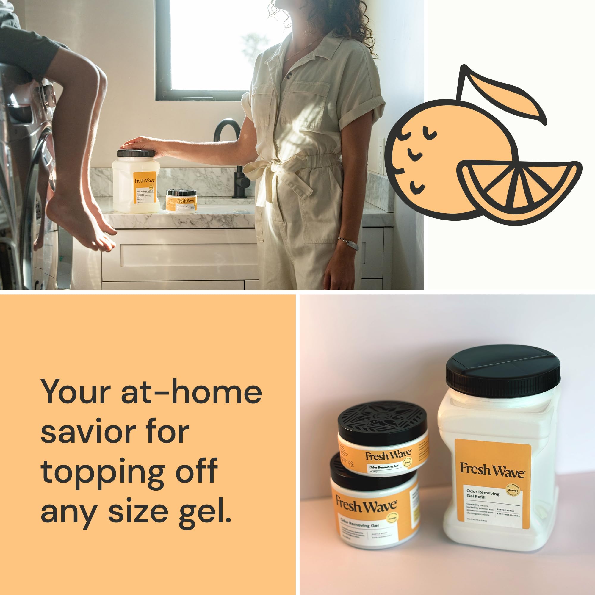 Fresh Wave Orange refill in kitchen use to tackle strong cooking odors.