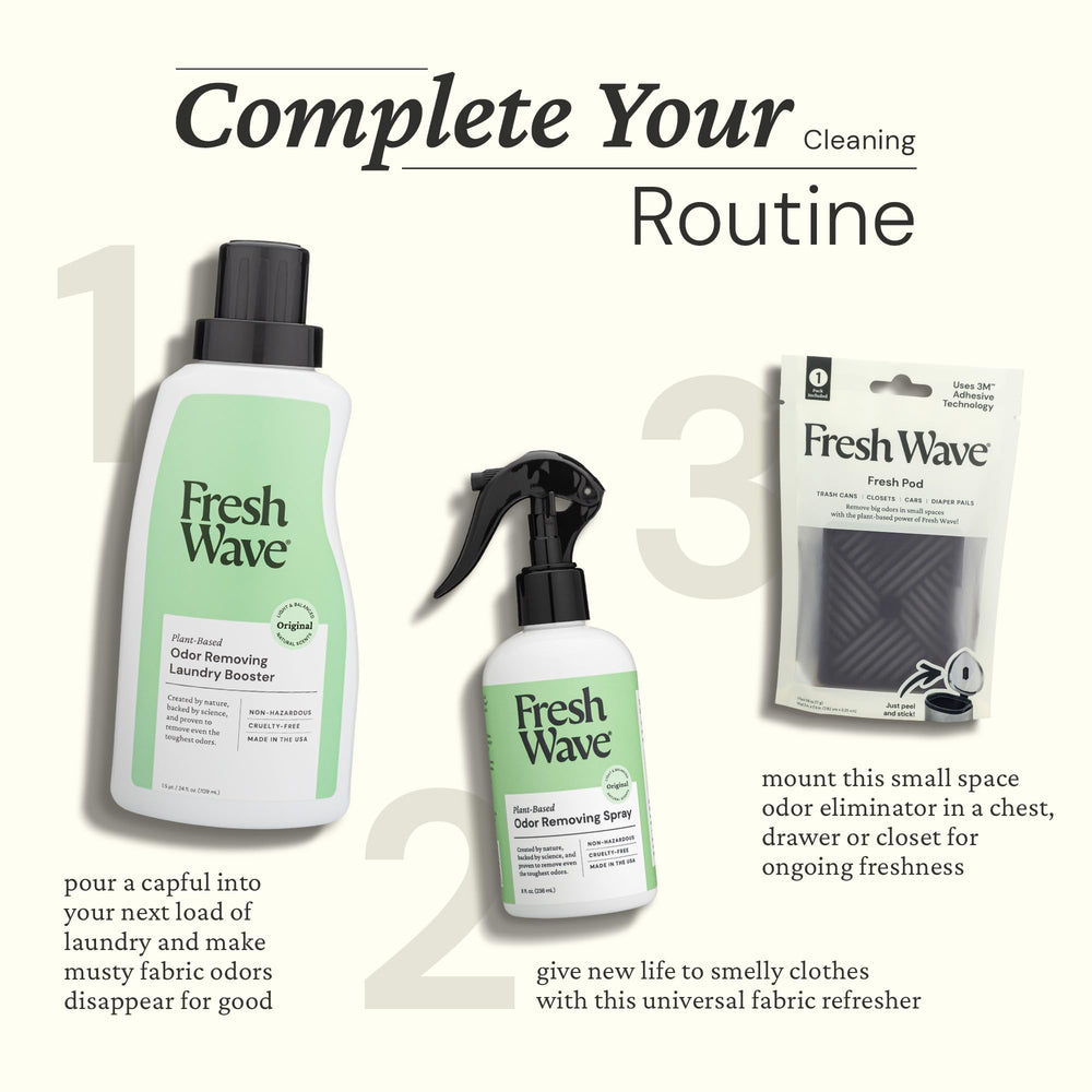 Fresh Wave Original Scent plant-based formula graphic illustrating safe, natural ingredients.