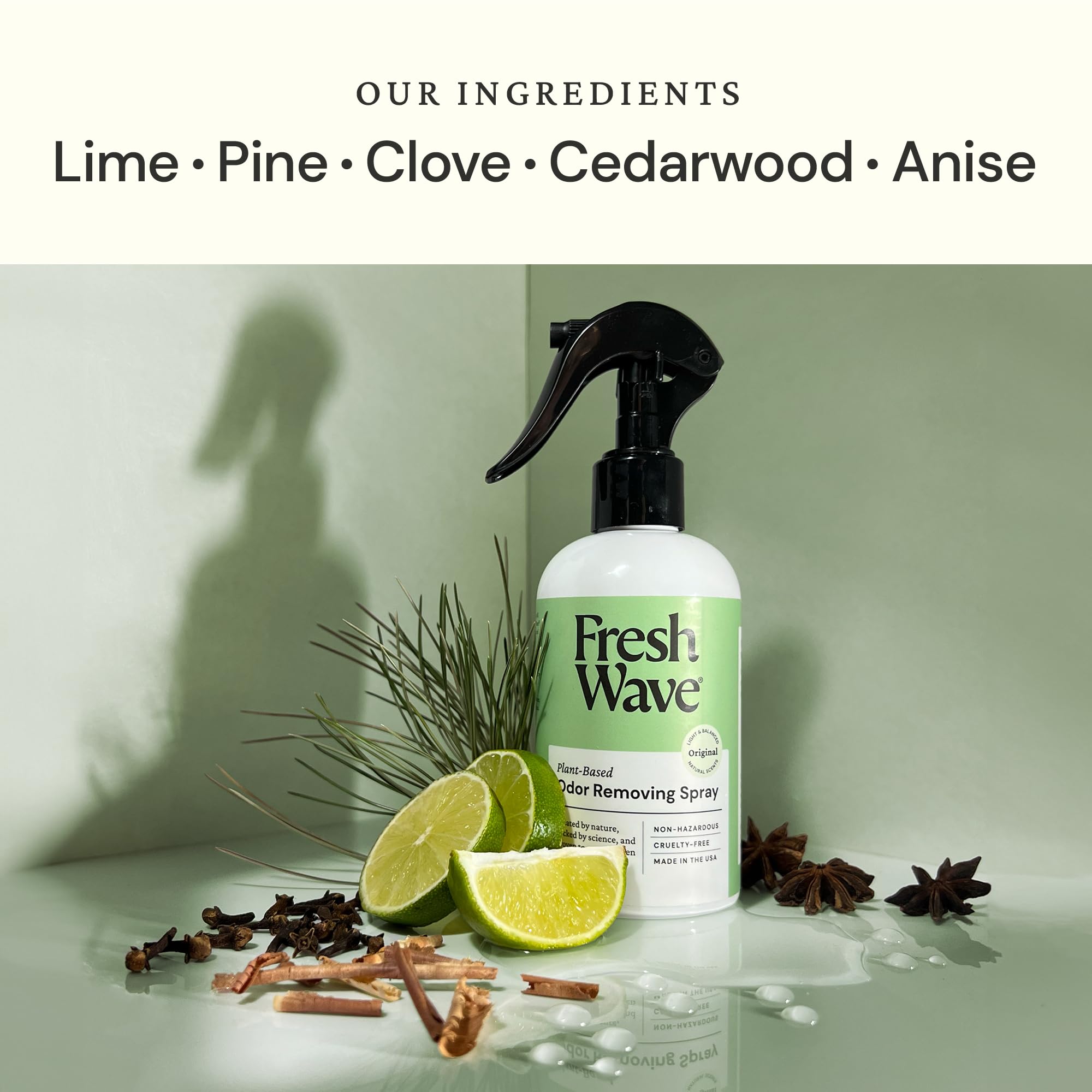 Fresh Wave Original Scent fabric spritz on upholstery and curtains for refreshed fabrics.