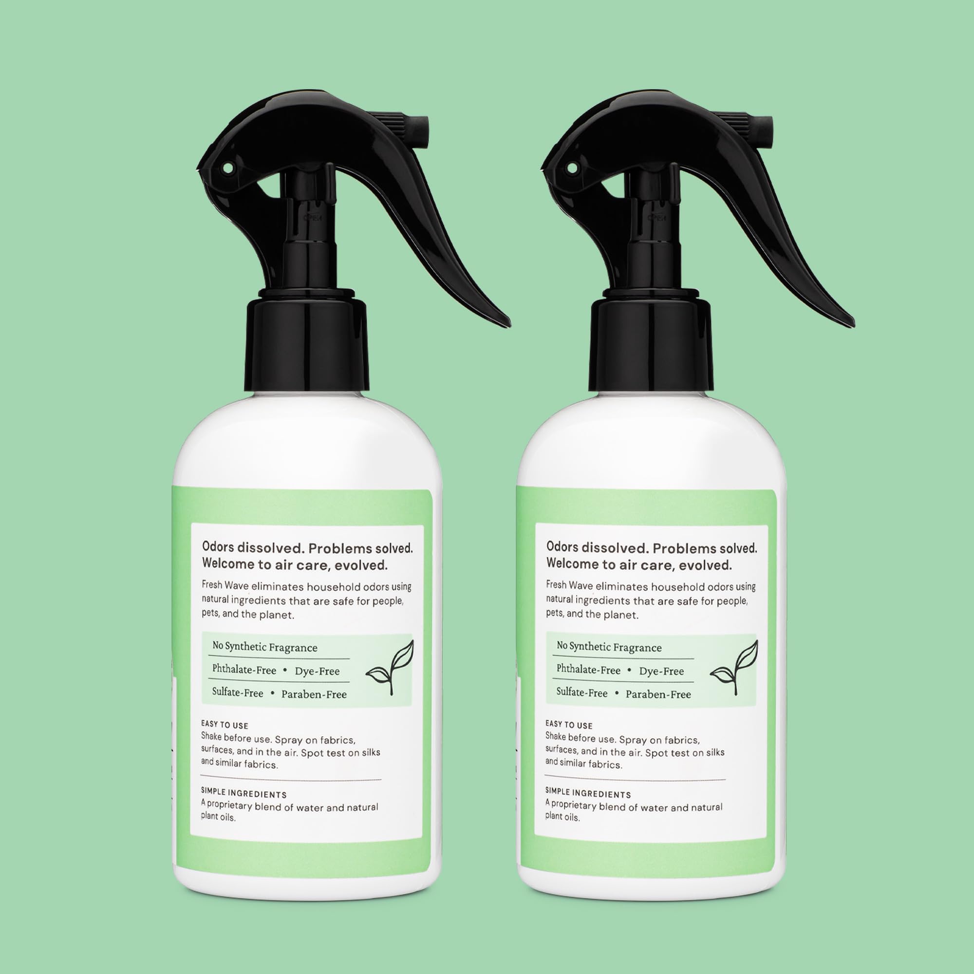 Fresh Wave Original Scent bottle close-up emphasizing natural ingredients and safety.