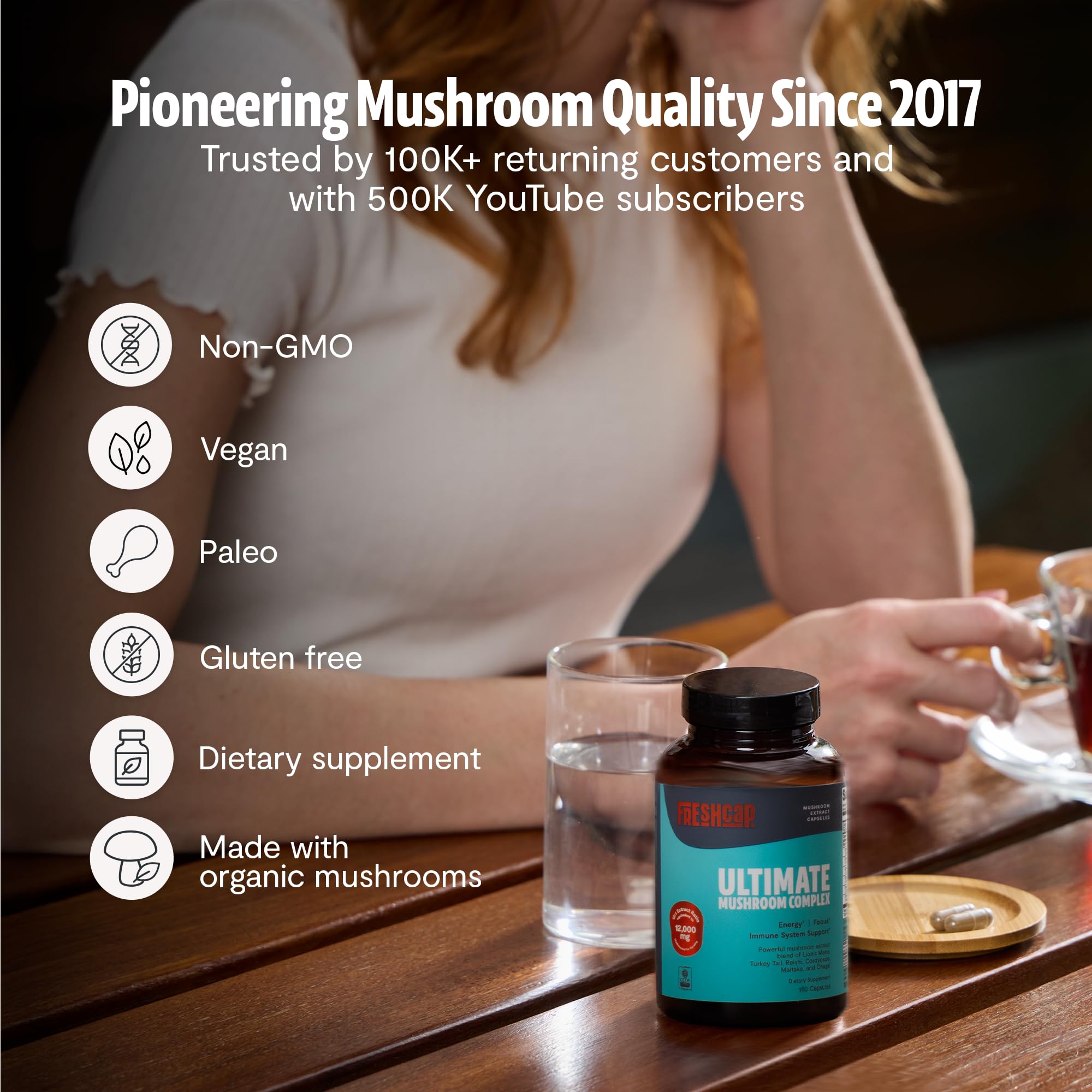 FreshCap gluten free vegan symbols highlight diet friendly supplement
