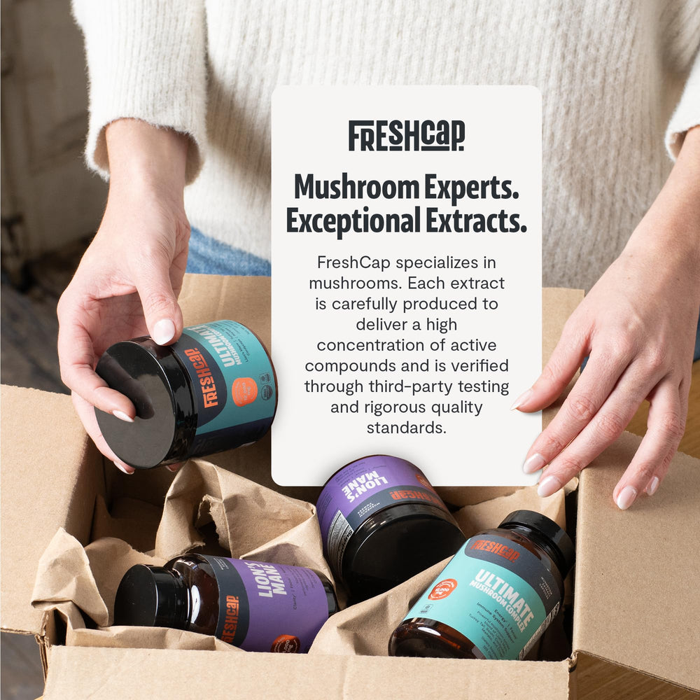 FreshCap Mushrooms vegan, gluten-free, organic product for diverse diets