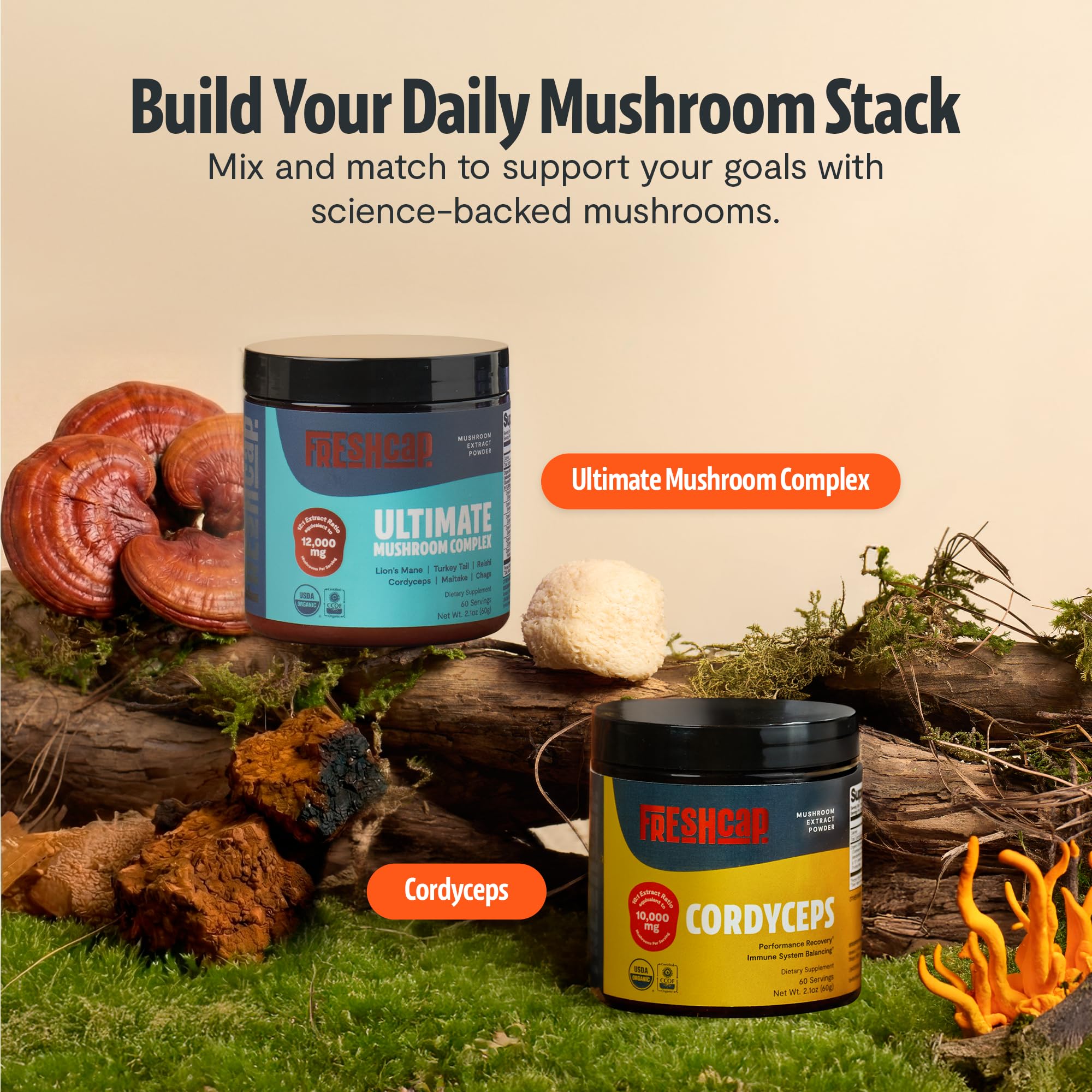 FreshCap Mushrooms two-month supply with 60 servings