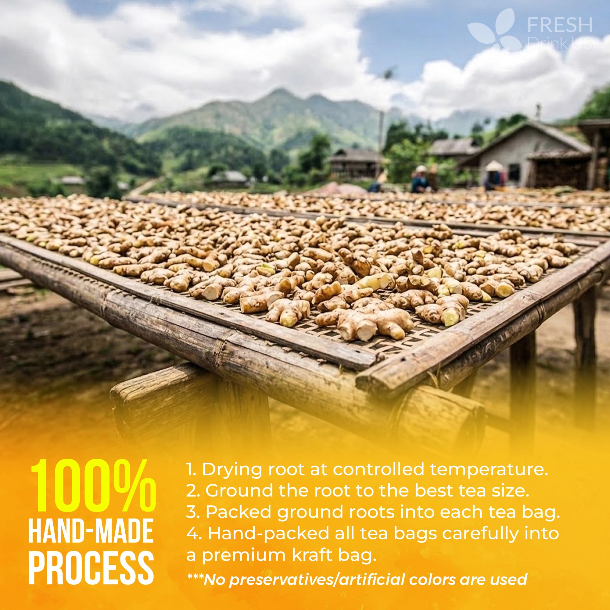 FreshDrinkUS brewing ginger tea in hot water releases inviting aroma.