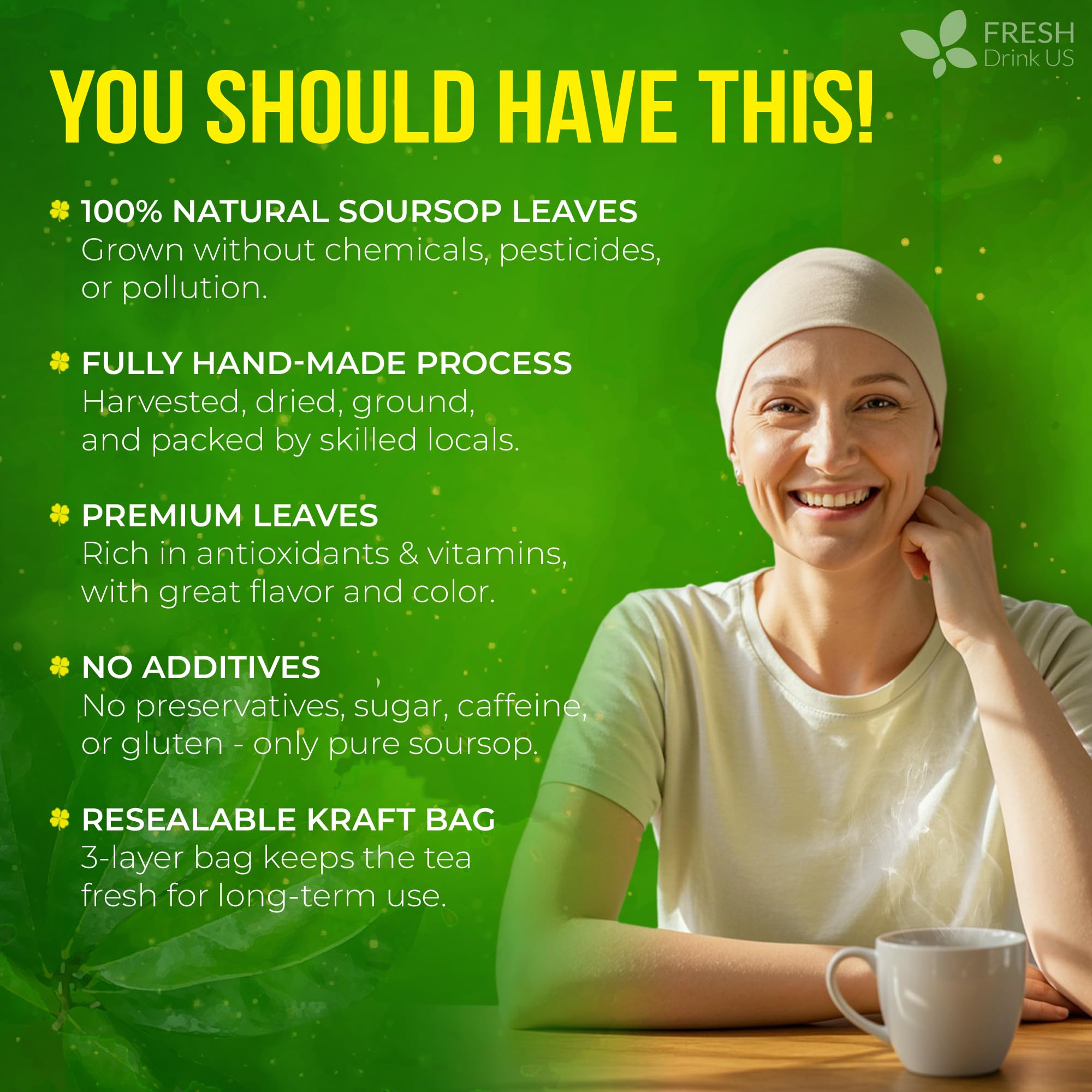 FreshDrinkUS hand-harvested soursop leaves from sustainable farms