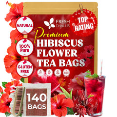 FreshDrinkUS hibiscus tea bags pack for caffeine-free, natural flavor.