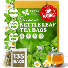 FreshDrinkUS nettle tea bag with natural leaves for caffeine-free tea.