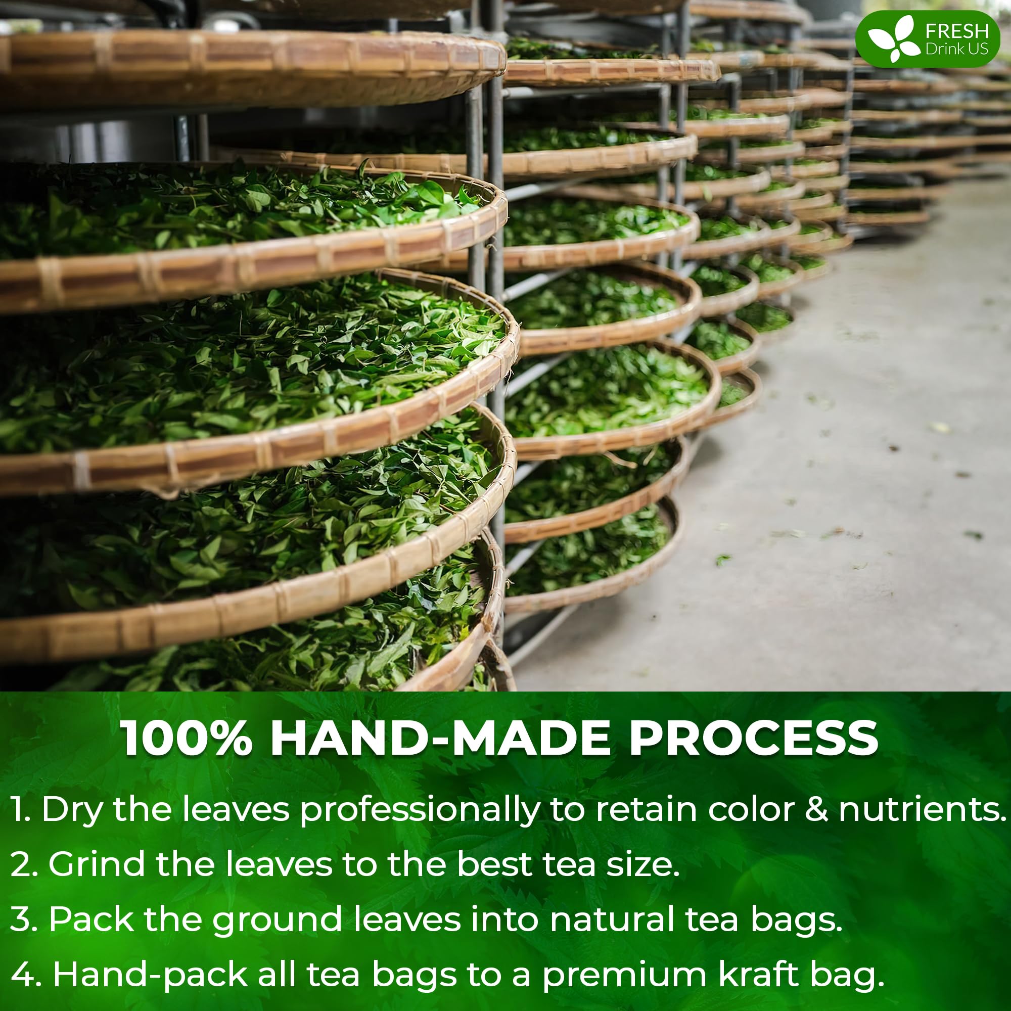 FreshDrinkUS nettle tea bag with reseal for long freshness.