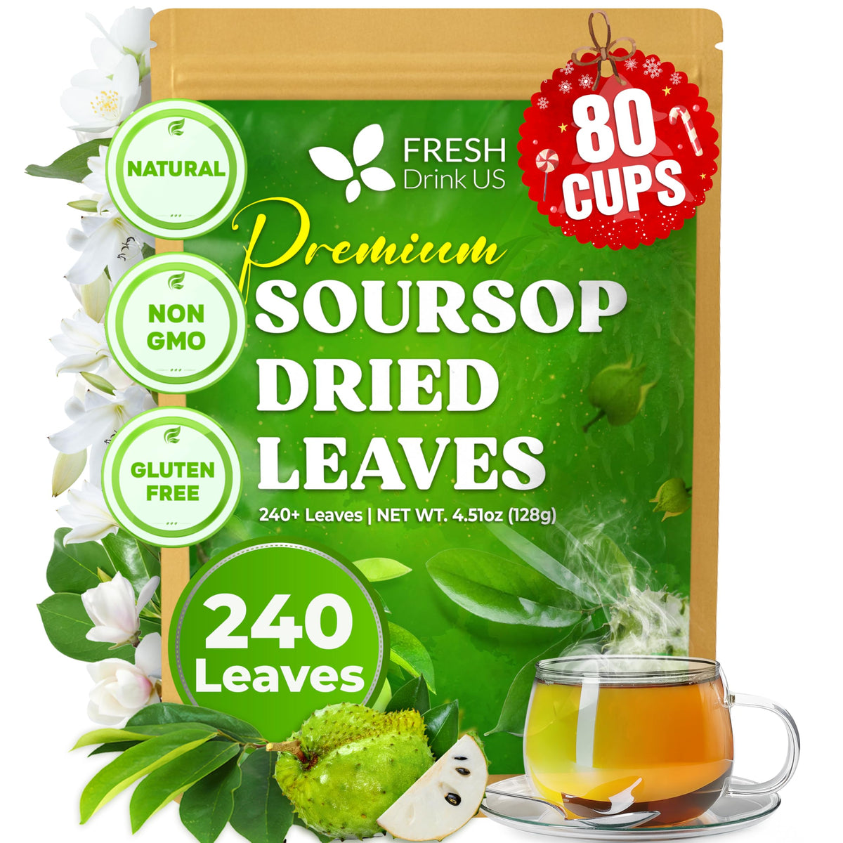 FreshDrinkUS soursop leaves loose-leaf tea for natural flavor