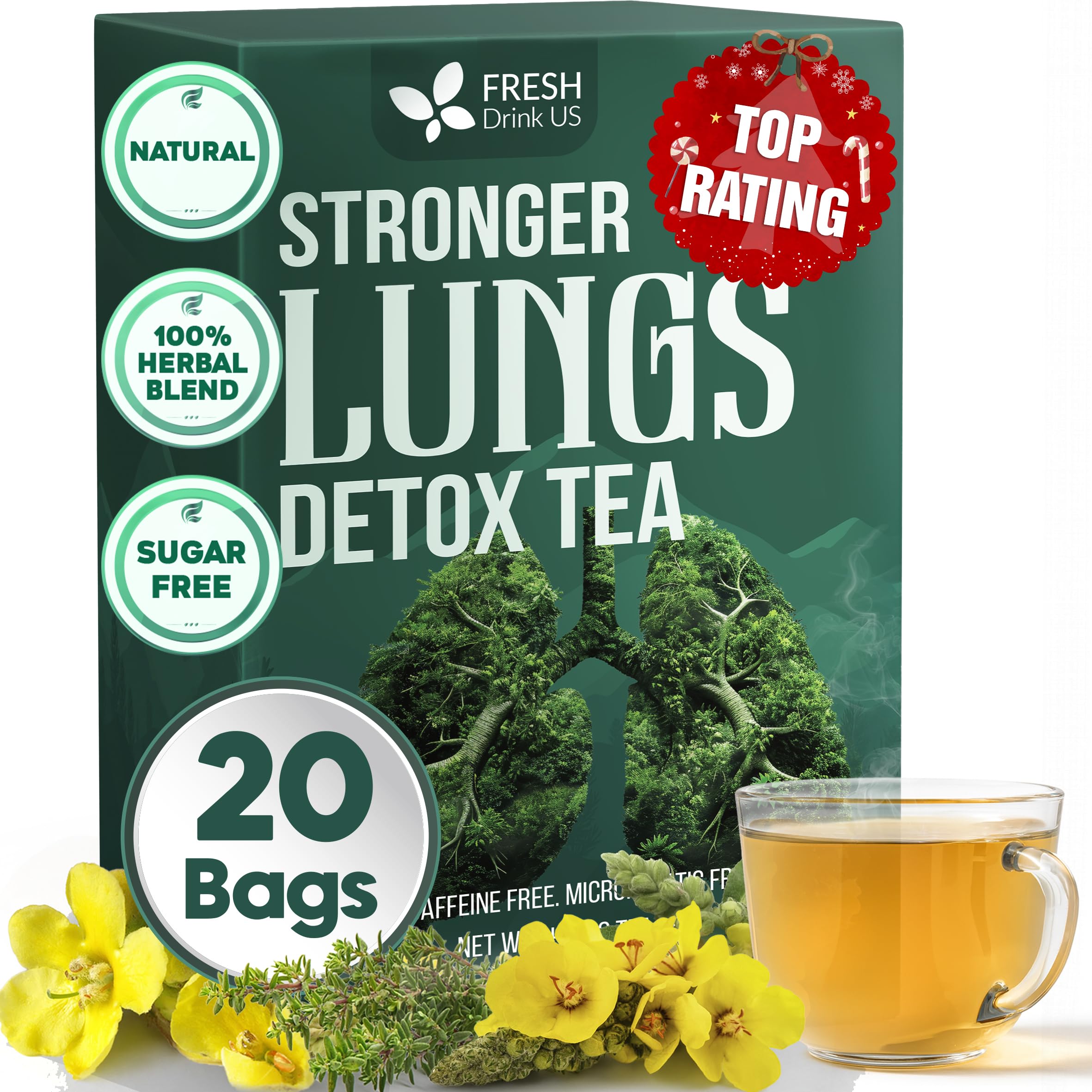 FreshDrinkUS tea bags box front for quick, mess-free brewing at home.