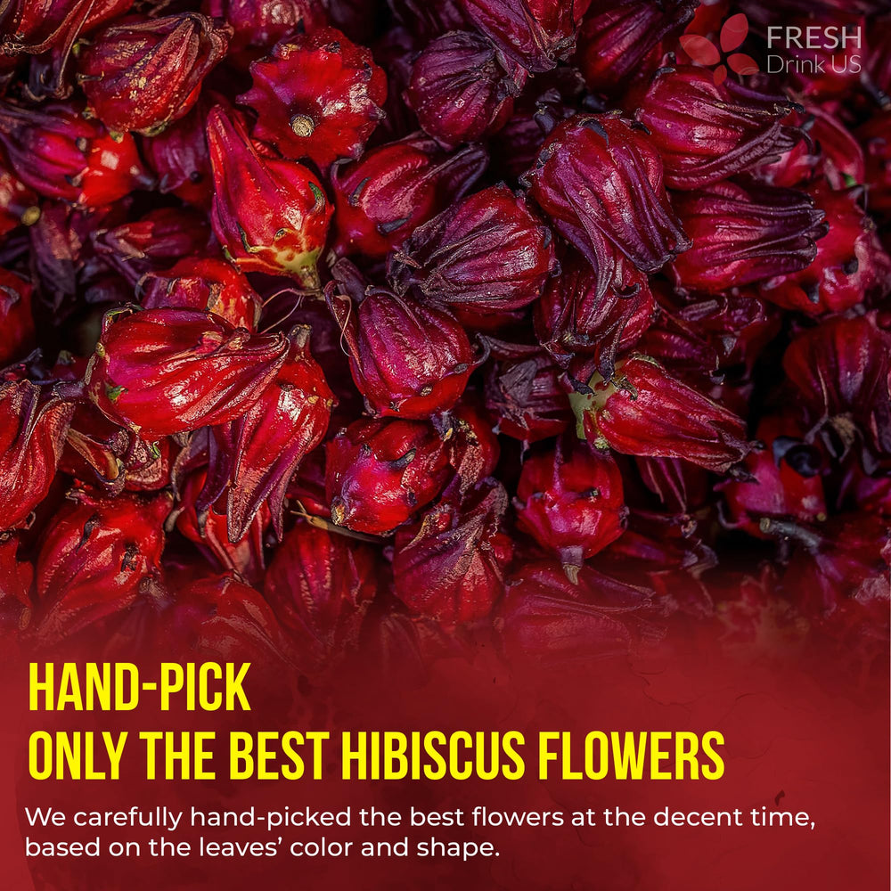 FreshDrinkUS hibiscus tea served iced with lemon.