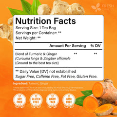 FreshDrinkUS turmeric ginger tea bags close-up of natural ingredients and aroma