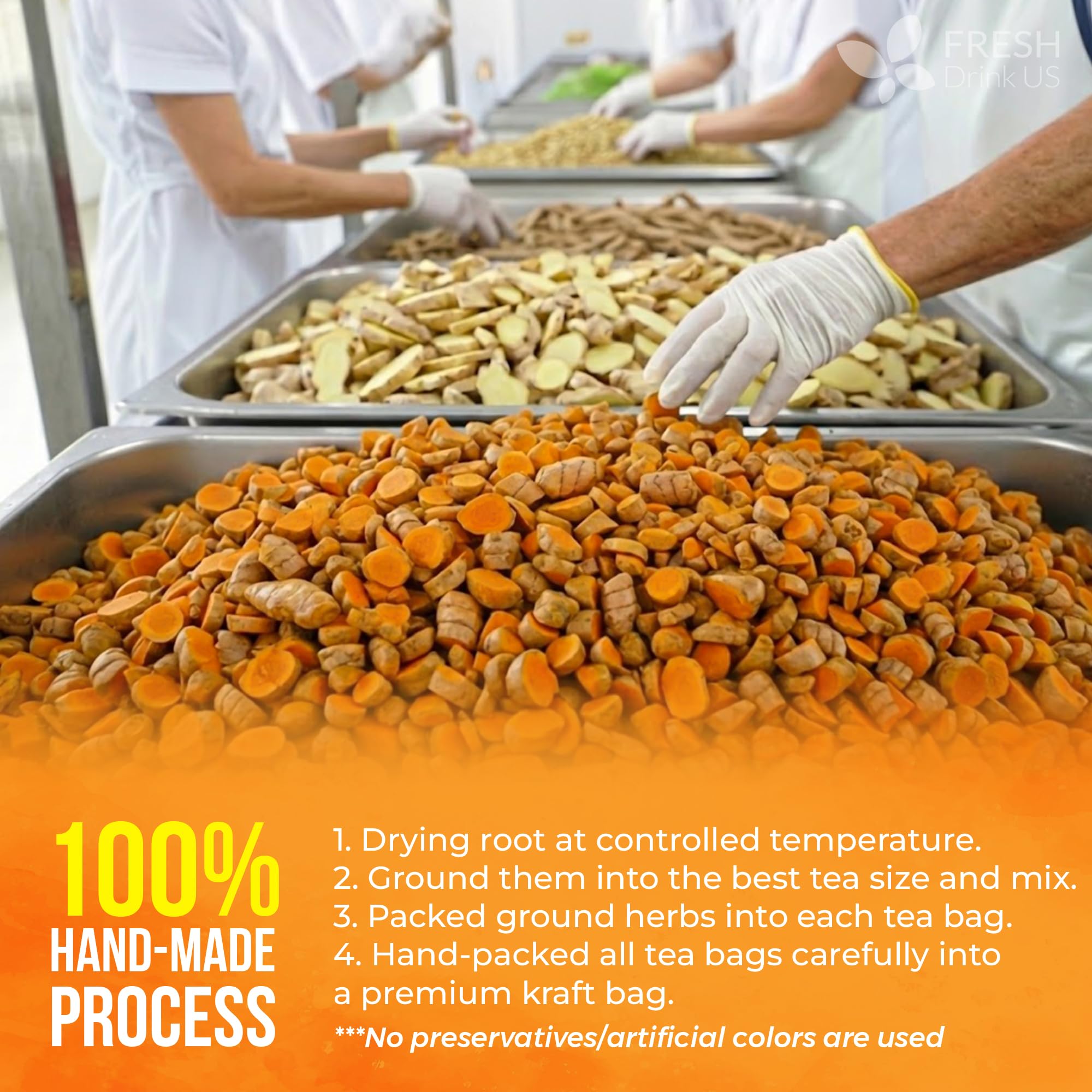 FreshDrinkUS tea bags steeping in hot water for a soothing cup