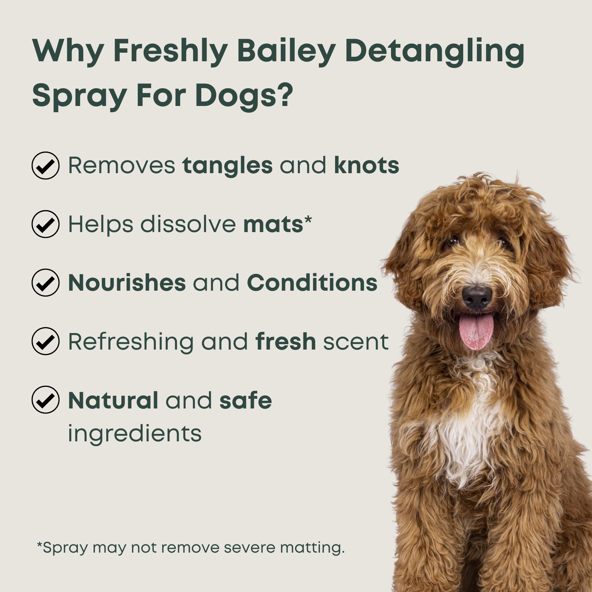 Freshly Bailey mist on a doodle coat for smoother knots and shine.