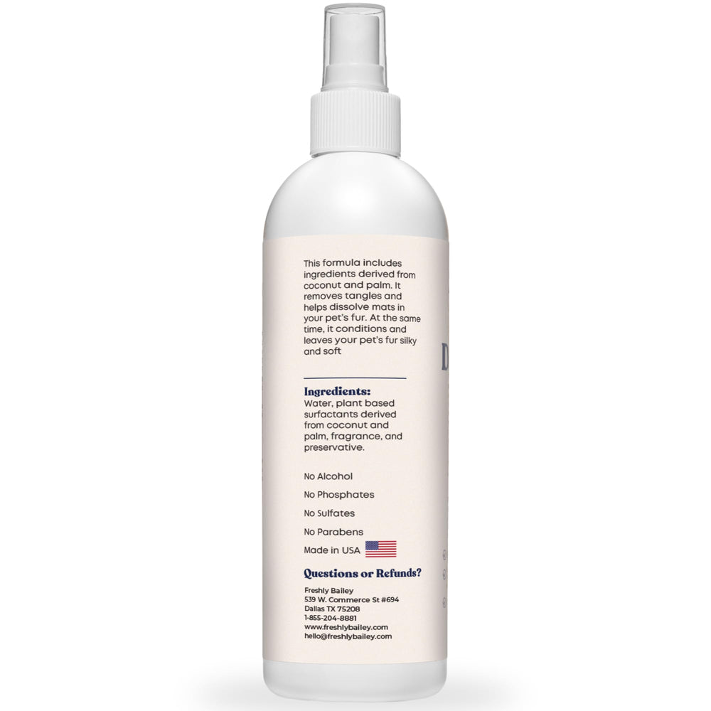 Longer cleanliness with less frequent brushing using Freshly Bailey detangler.