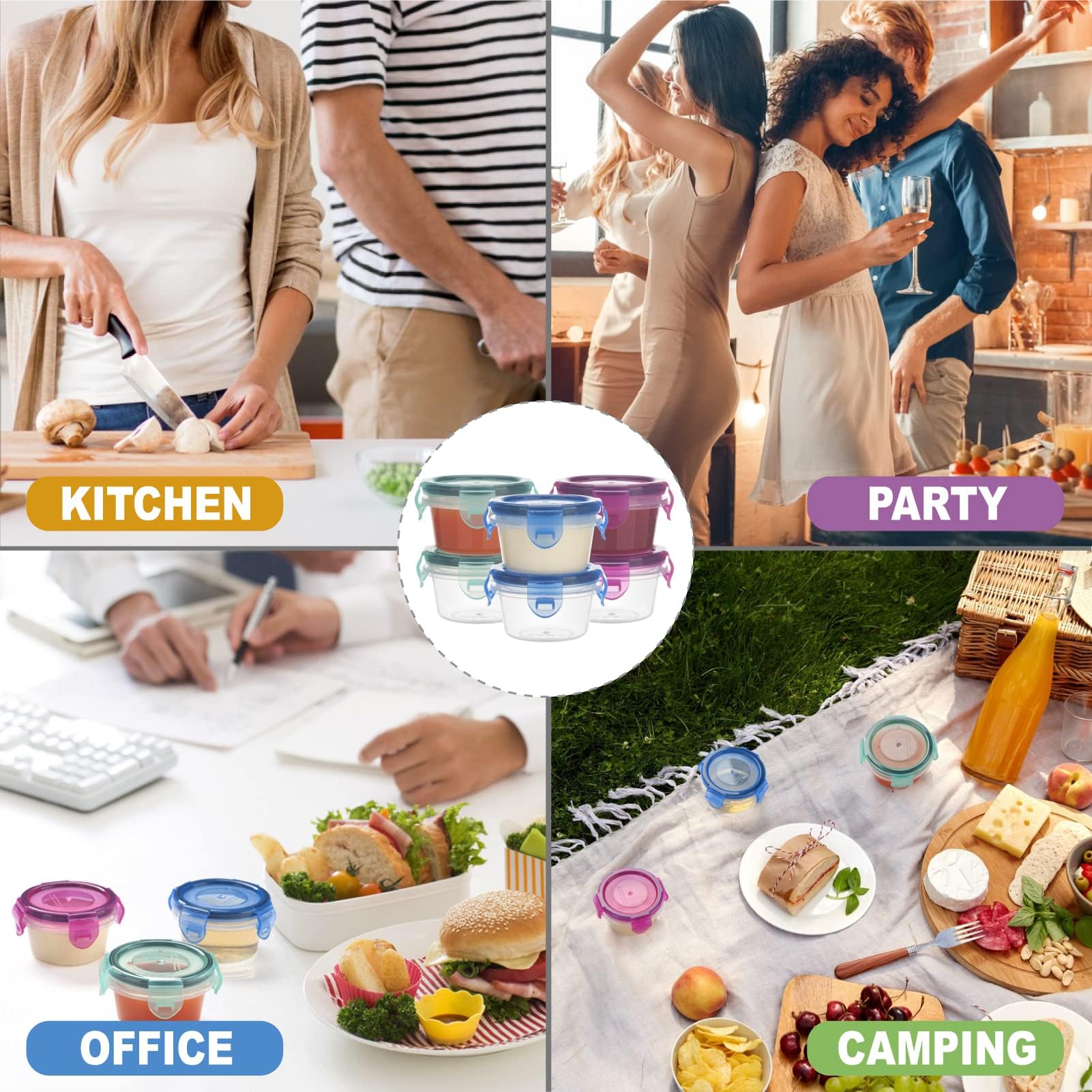 Freshmage dishwasher and microwave-safe dressing container for easy care