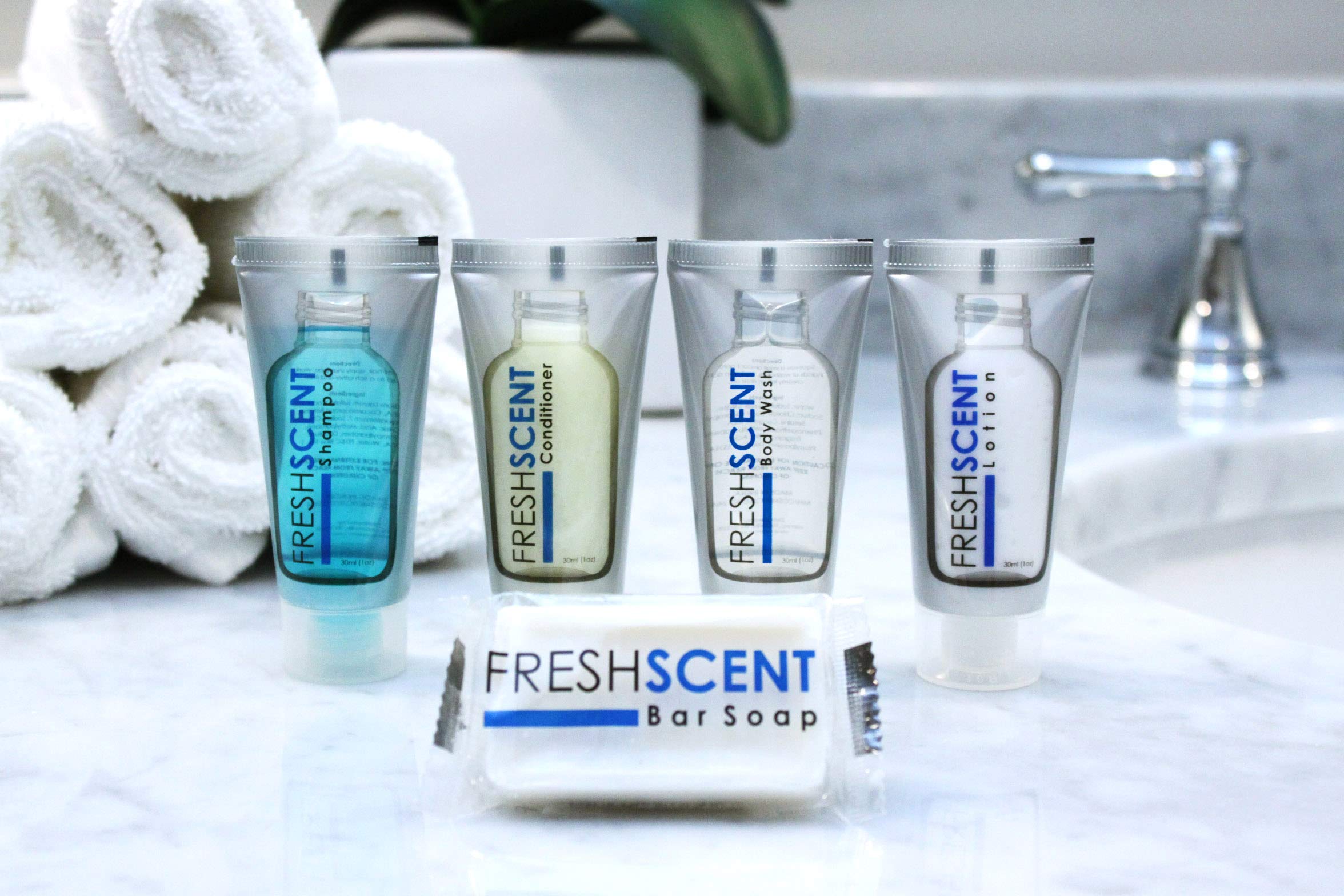 Freshscent vegan bar soap suitable for guests with sensitive skin.
