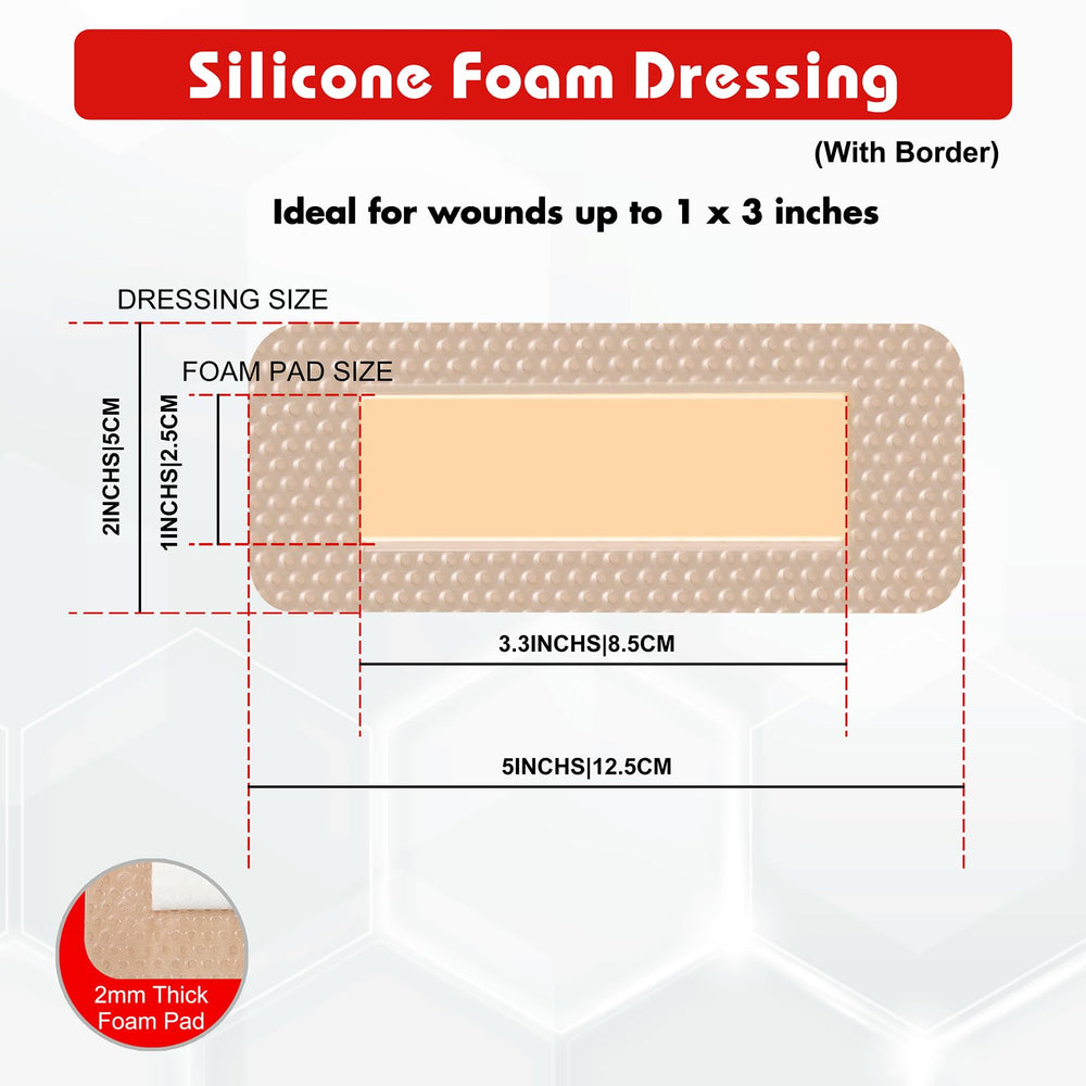 FRESINIDER foam dressing cross-section shows multi-layer design