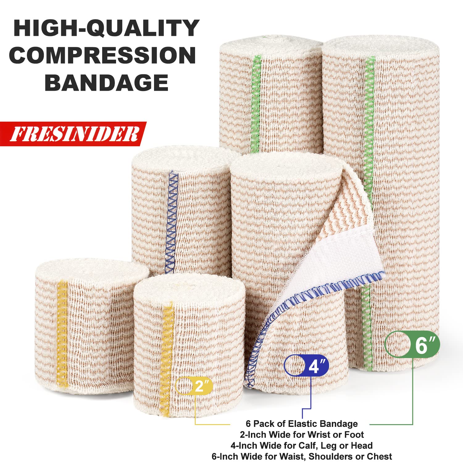 FRESINIDER premium elastic bandage 2x4 wrap for mid-sized areas and secure compression