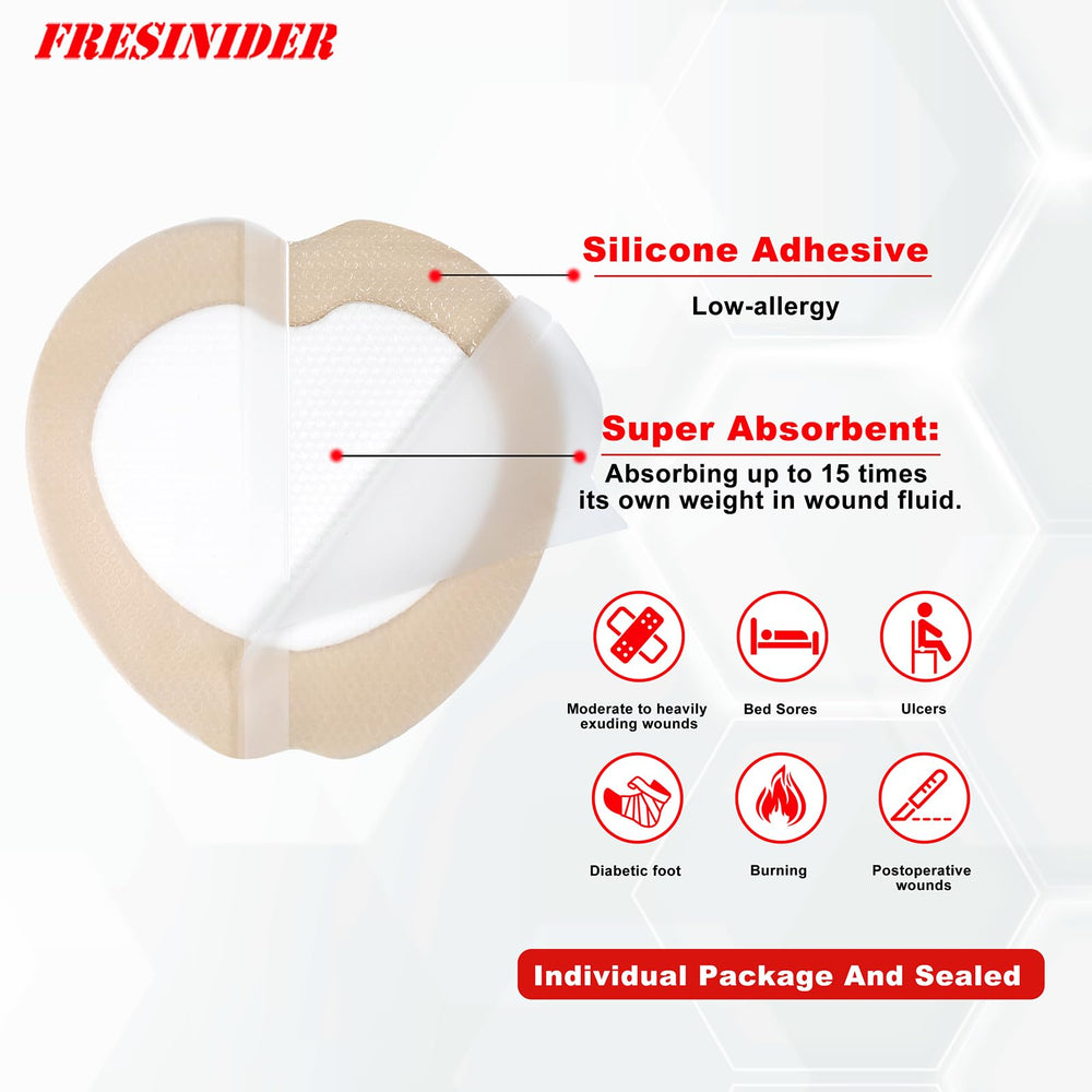 FRESINIDER silicone adhesion layer enables painless removal from dry skin.