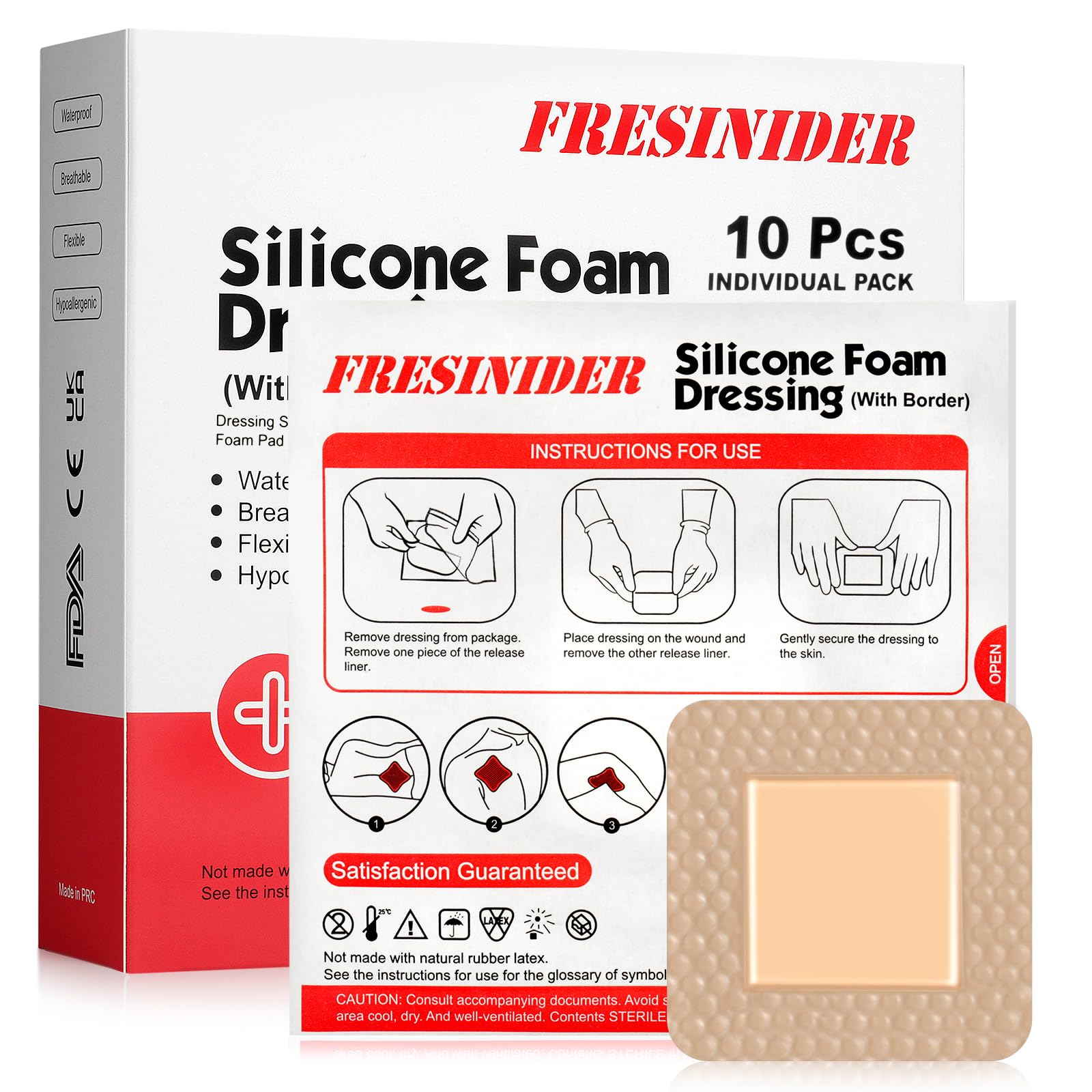 FRESINIDER silicone foam dressing with border cover protects wounds while allowing breathability.