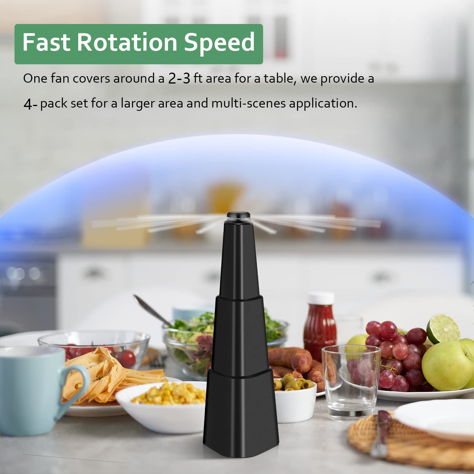 Fretech Fly Fans with 360-degree blades provide wide coverage for dining areas.