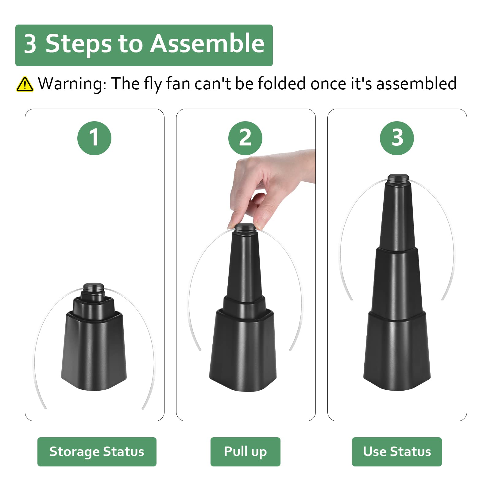 Fretech Fly Fans hanging ring enables versatile placement inside or outside.