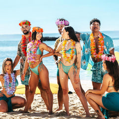 Freyalife leis vacuum-packed, hang outside to fluff for fuller look.
