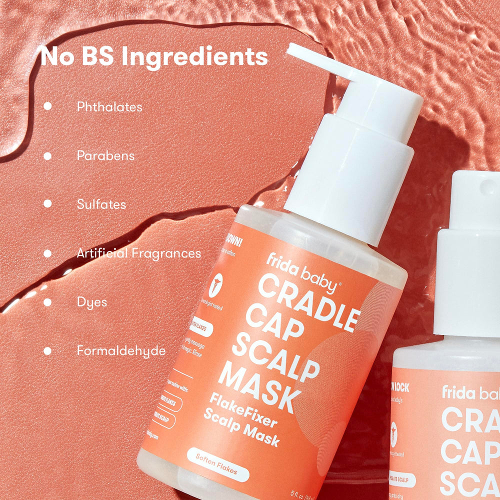 Frida Baby routine showing nap-time hydration and scalp comfort after treatment