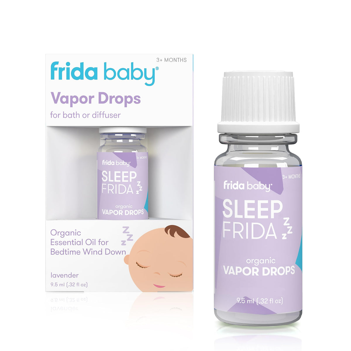 Frida Baby sleep vapor drops bottle promotes a calming bedtime ritual with lavender.